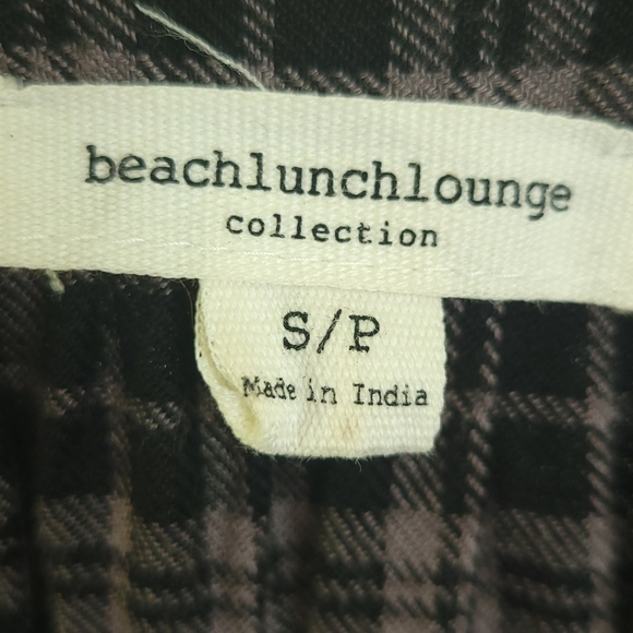 Beachlunchlounge Luna Plaid Ruffle Cuff Tunic Top S Black Gray Long Sleeve - Picture 9 of 11